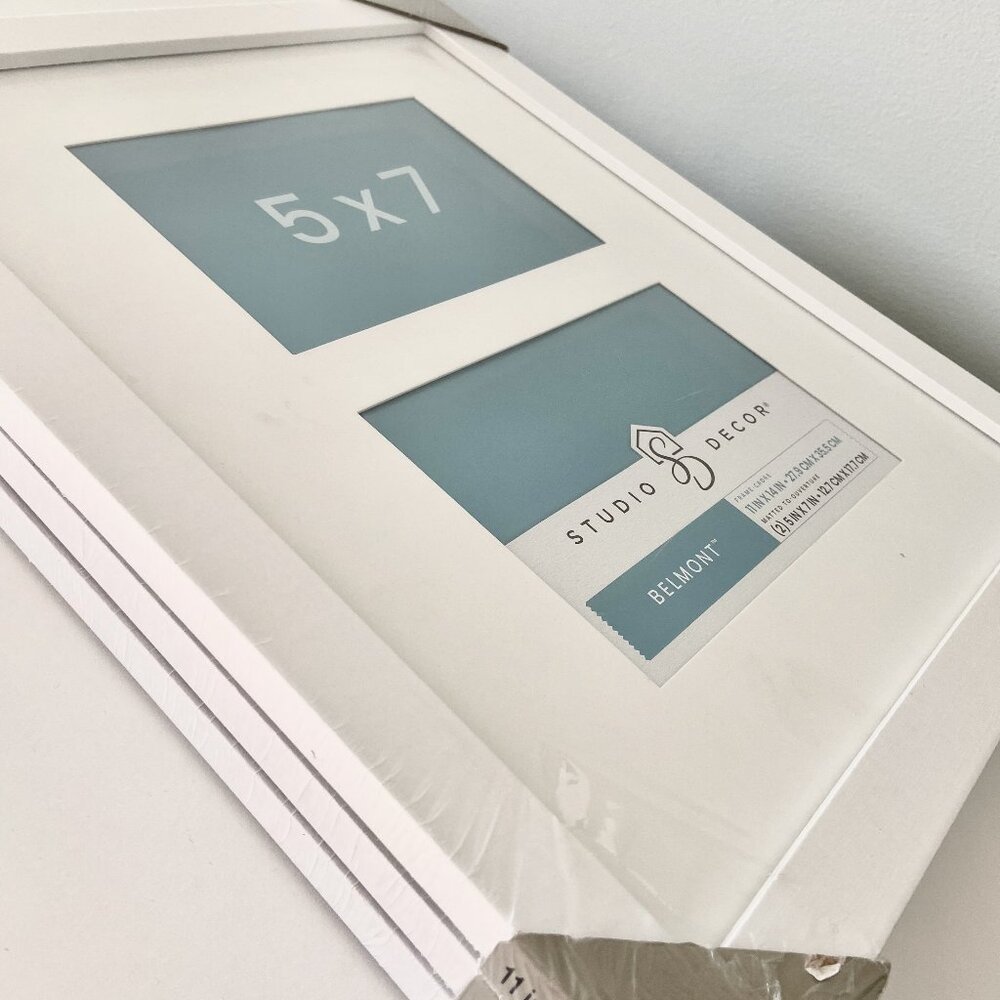 NWT STUDIO DECOR White 11”x 14” Picture Frames with Wood Grain Detail - Lot of 3